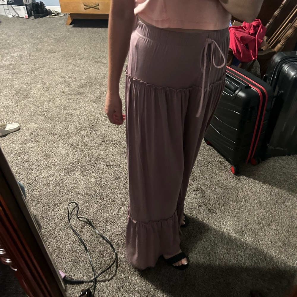 Wide Leg Ruffle Trim Pants - Picture 10 of 12